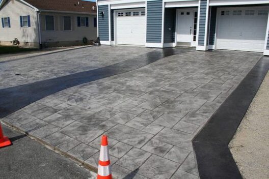 Stamped concrete driveway